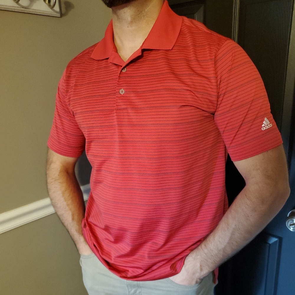 Adidas red golf polo